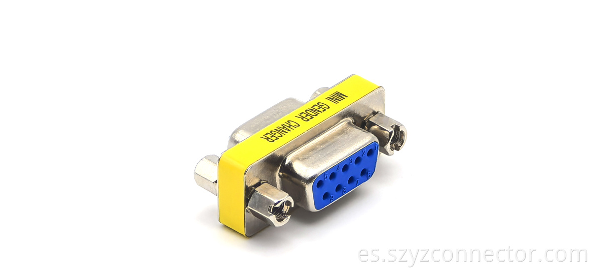 Adaptador D-Sub de 9 posiciones hembra a hembra de plástico azul con tornillos de montaje Cumple con RoHS D-Sub Adapter 9-Position Female to Female Blue Plastic With Mounting Screws RoHS Compliant